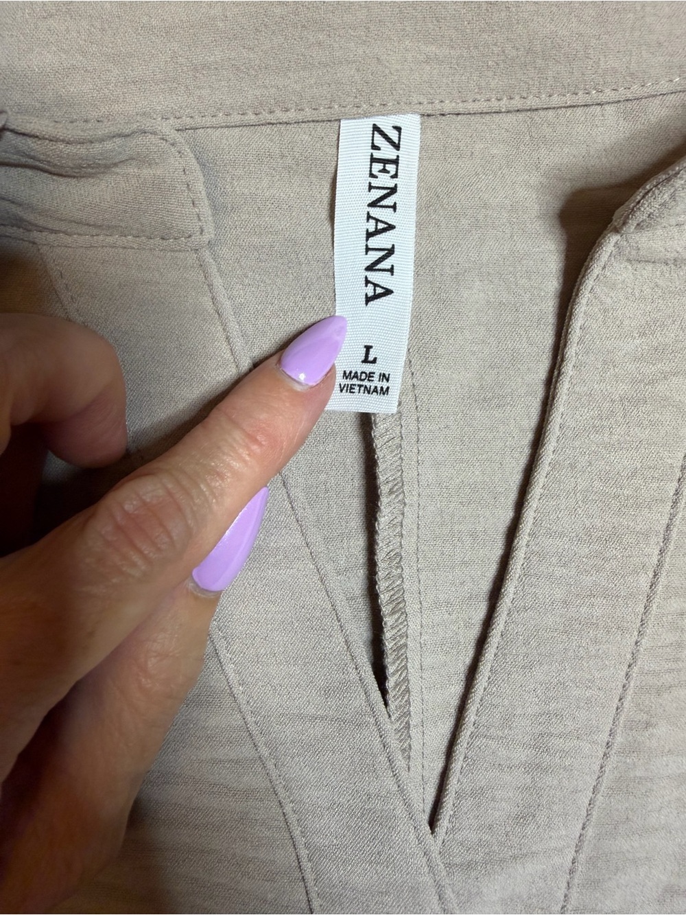 NWOT Zenana L Taupe Textured Polo Top | Collared V-Notch Neck | Curved Hem - Picture 5 of 7